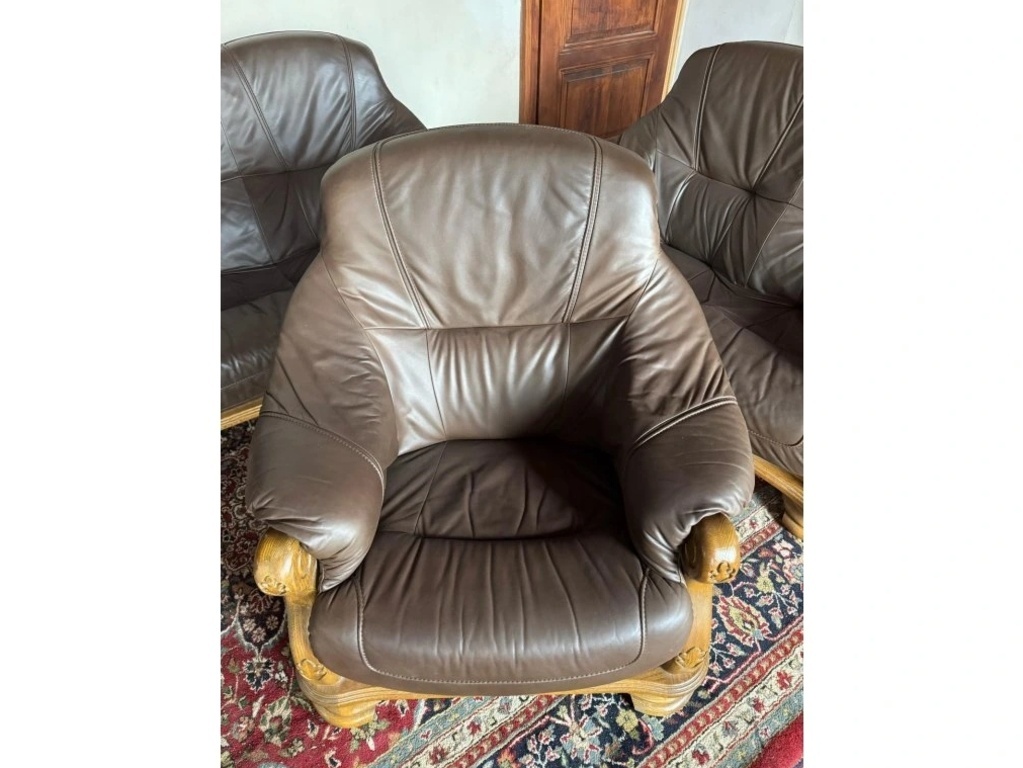 Dubová rustikální kožená sedačka, 3788 - 4