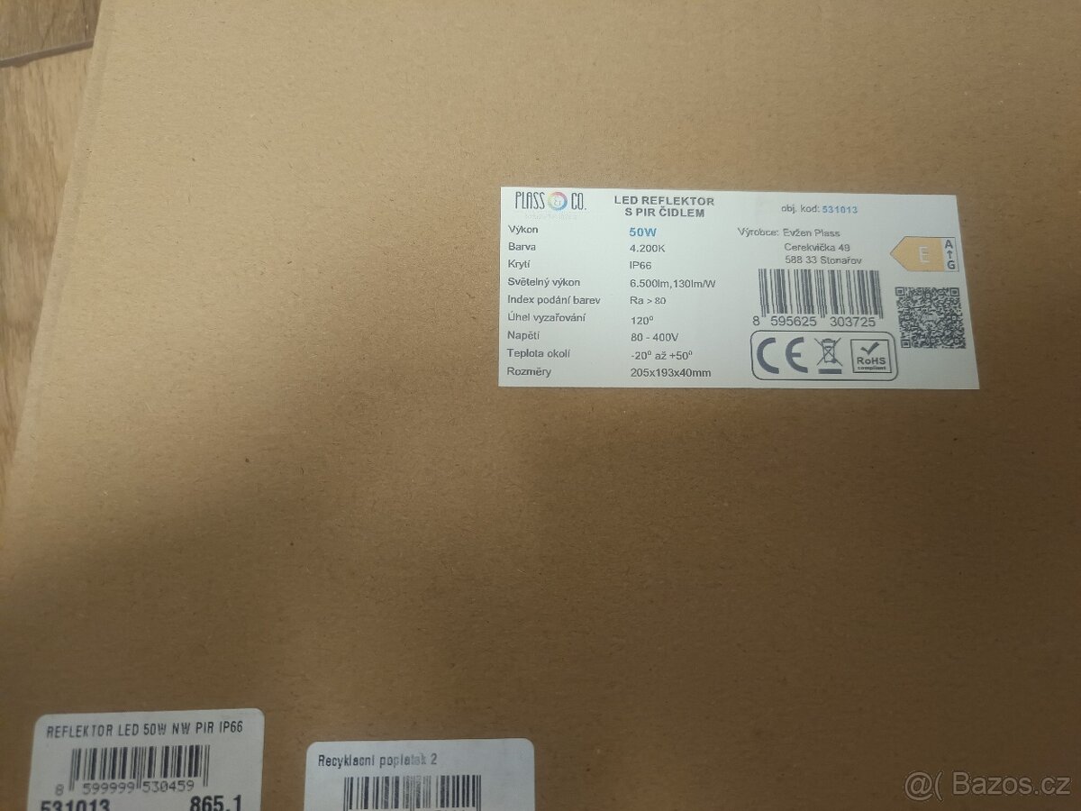 LED REFLEKTOR 50W s PIR čidlem, IP66, 50W LED - 4