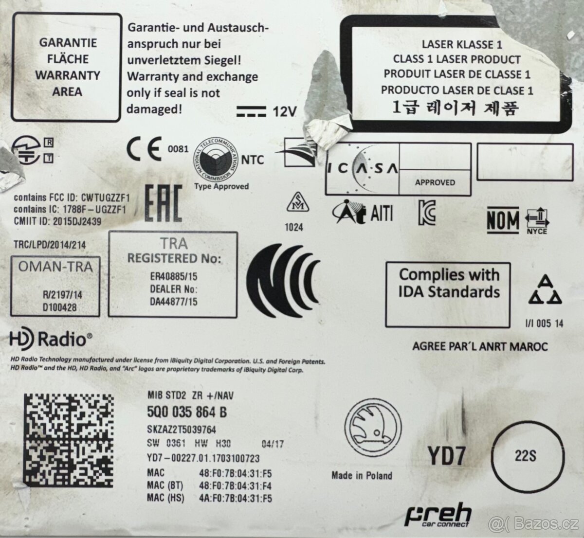 Jednotky MIB2 Škoda 5Q0035864A/B/C - 4