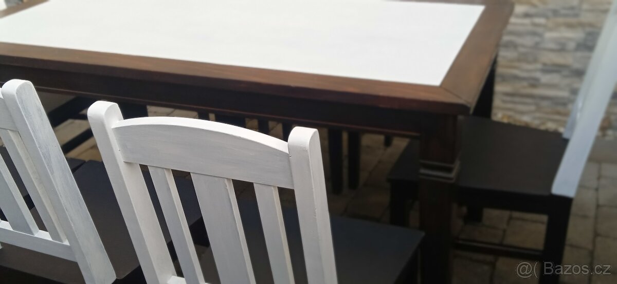 Jídelní stůl+8 židlí -styl vintage - 4