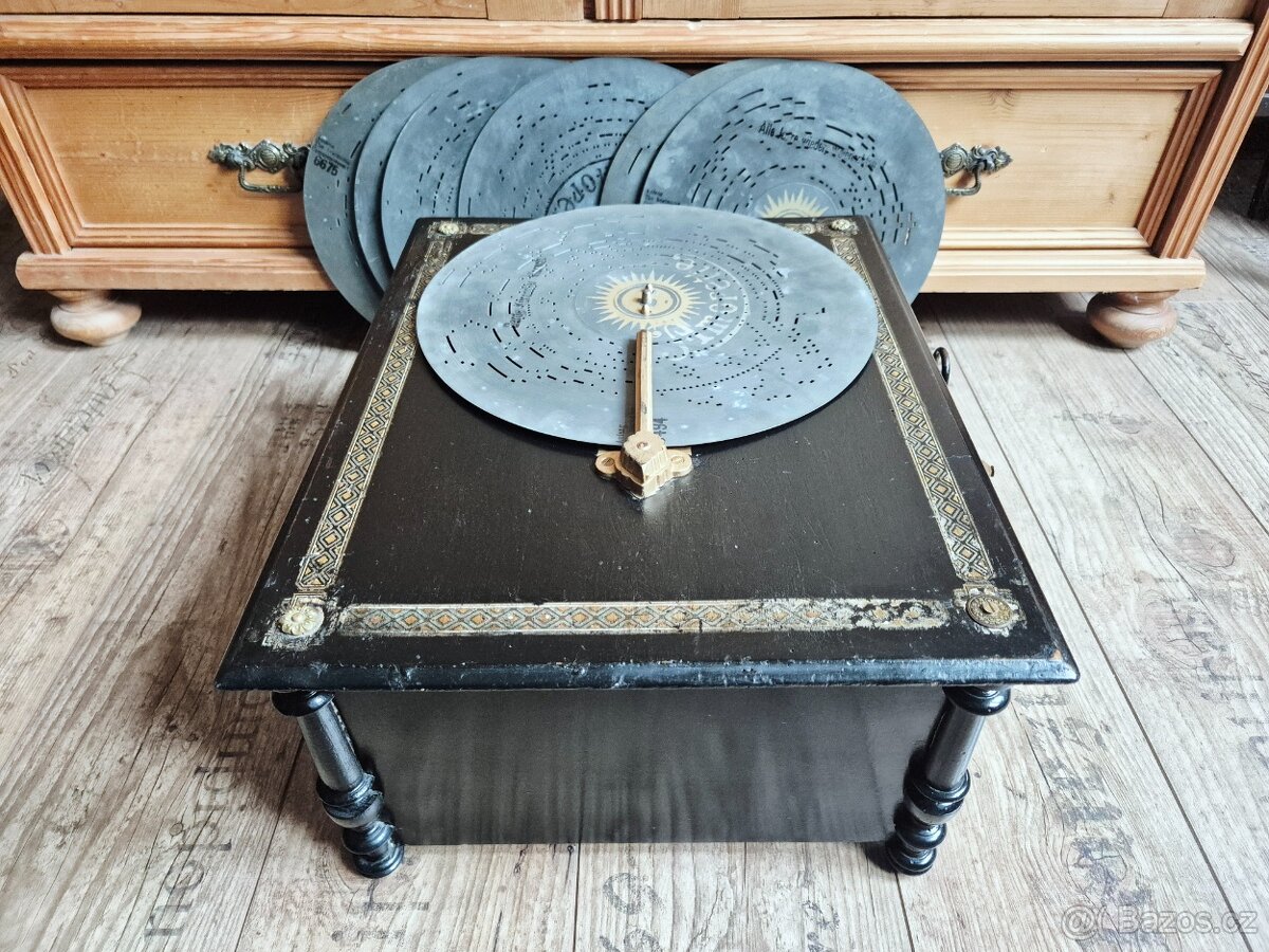 Starožitný hrací stroj, flašinet Mandolinata, Amorette, 1898 - 4