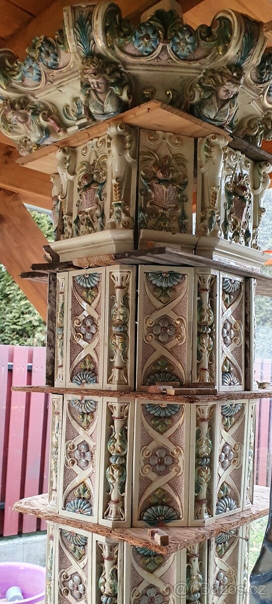 Kachlová kamna, starozitná - 4