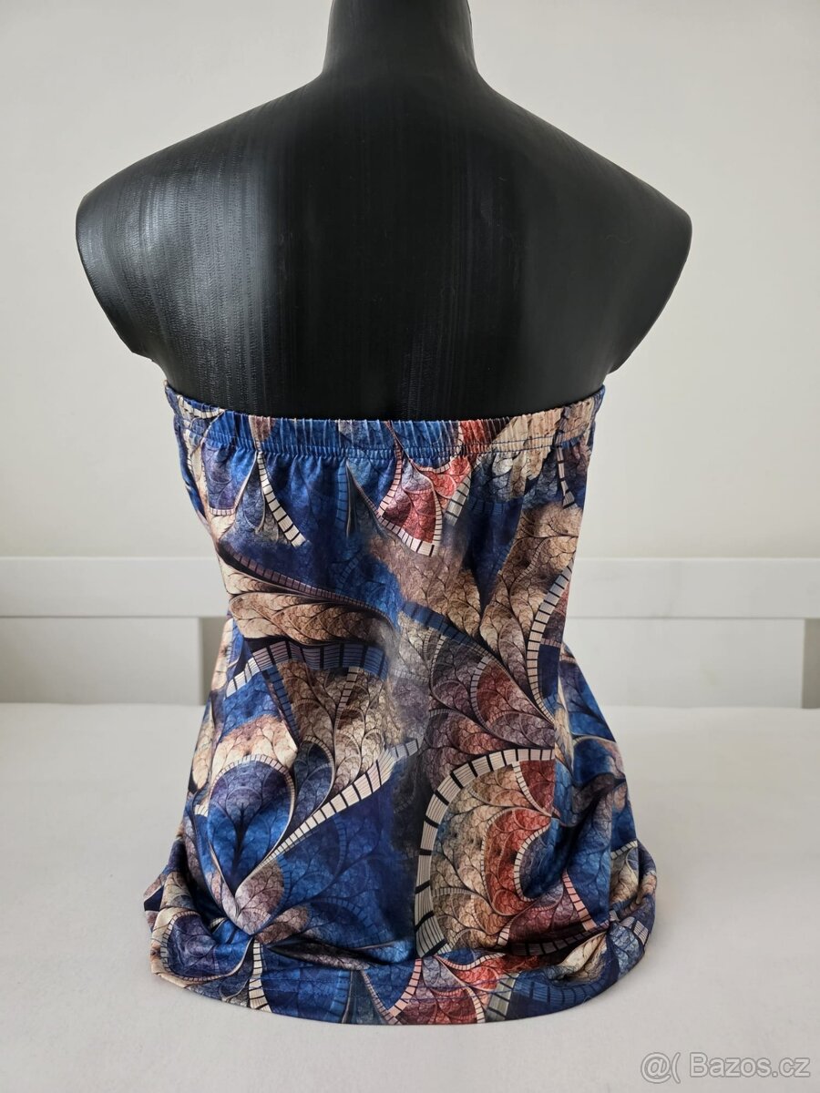 Dámský modrý top se vzorem - Vel. S - S/M - M - 4