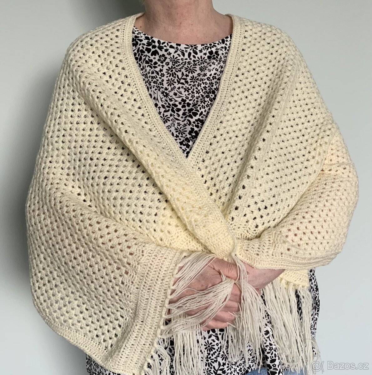 Háčkovaný pléd bílý, doprava zdarma - 4