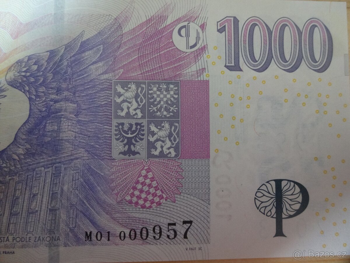 1000 Kč s přítiskem vzácná a výjimečná série M01 (M10) - 4
