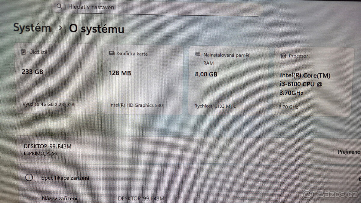 PC Fujitsu Esprimo P556/CPU-i3-6100/RAM-8GB/SSD-240GB/WIN11 - 4