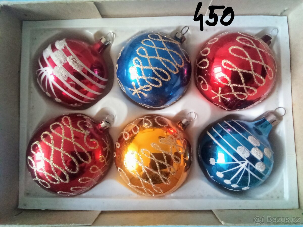 Staré, vánoční ozdoby, špičky, baňky - 4