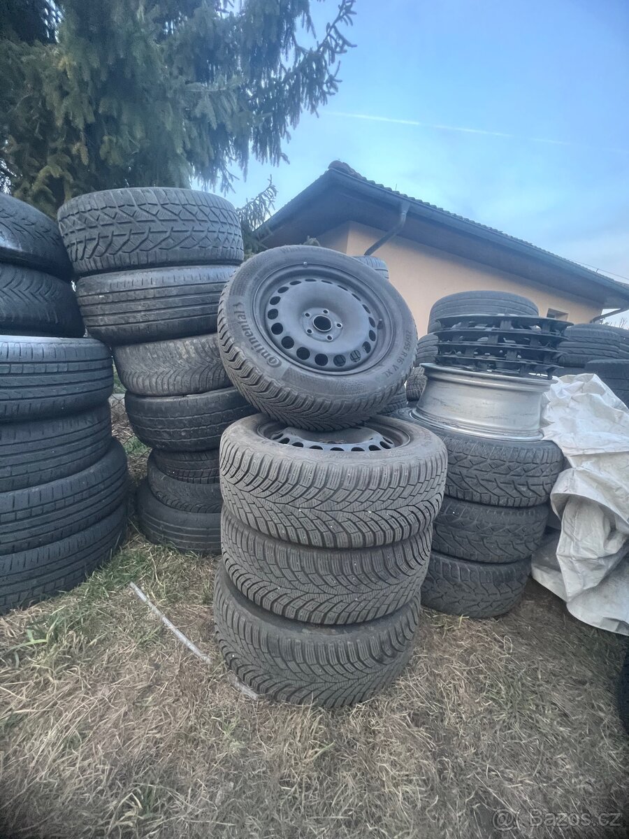Sada Plechových disku 5x112 et41 gumy 215/55R16 - 4