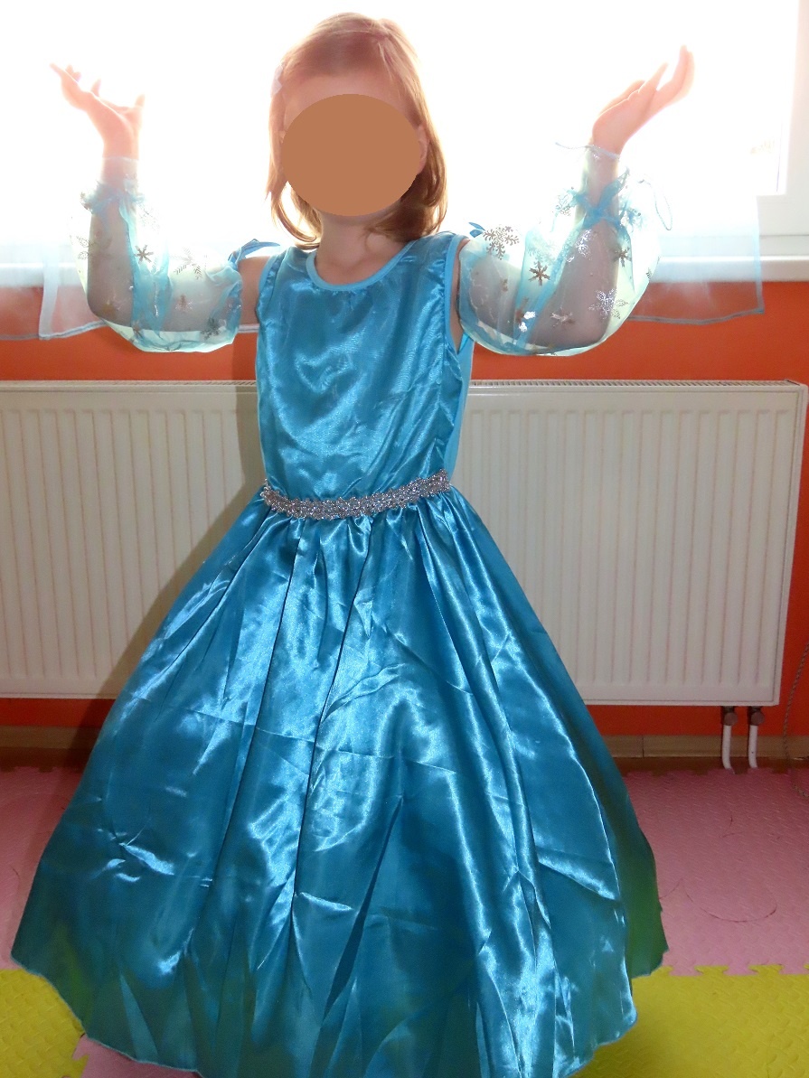 Překrásné dlouhé šaty princezna Elza + plášť vel.122/128. - 4