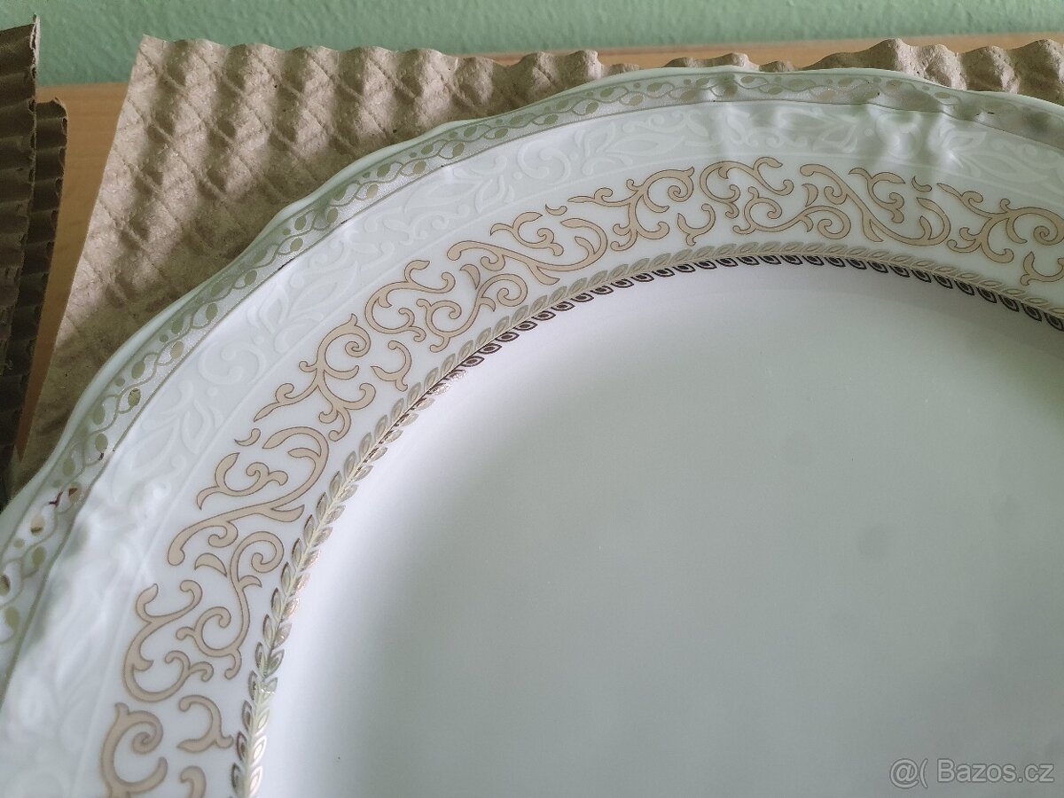 Talířová sada stříbrno-béžový lem THUN - 4