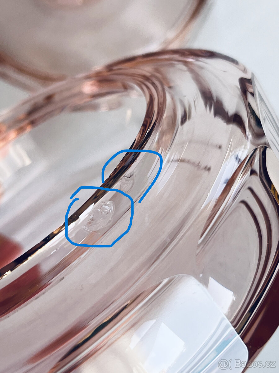 Art Deco flakón a dóza, rosalínové sklo - 4