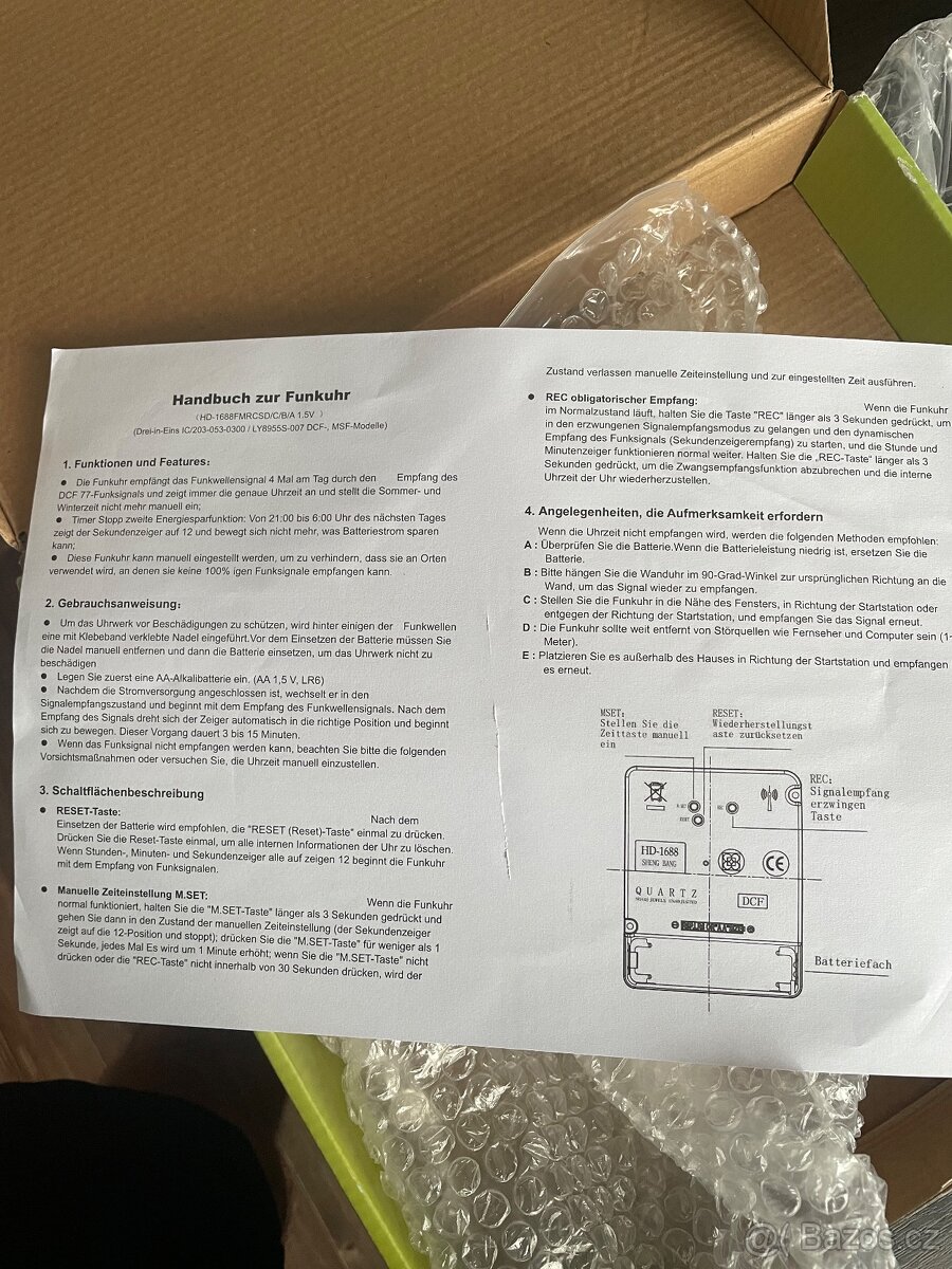 Velké Nástěnné Hodiny, Radio 🛜 Samonastavitelné , Tiché, 30 - 4