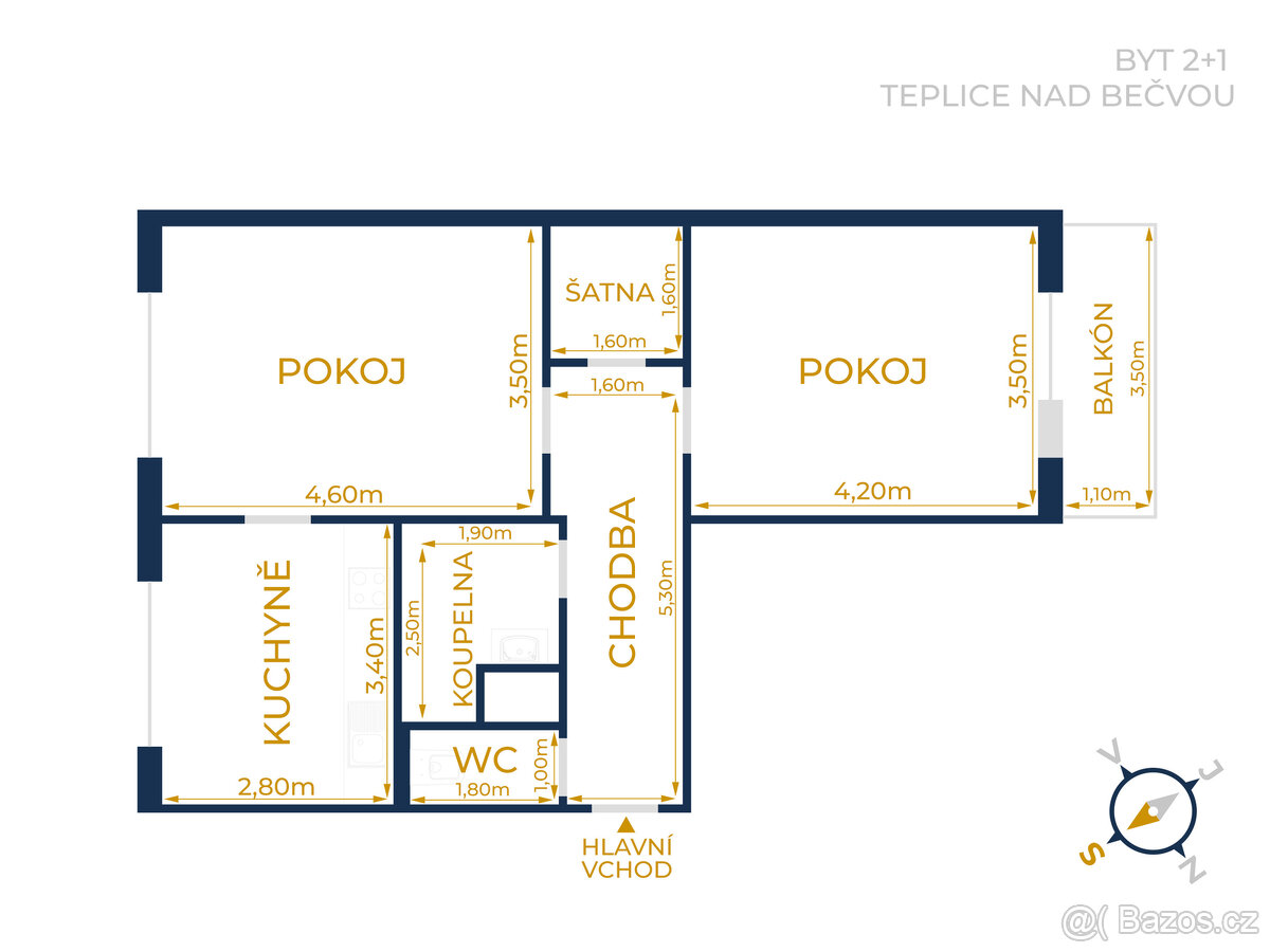 Pronájem, byt 2+1, Teplice nad Bečvou - 4