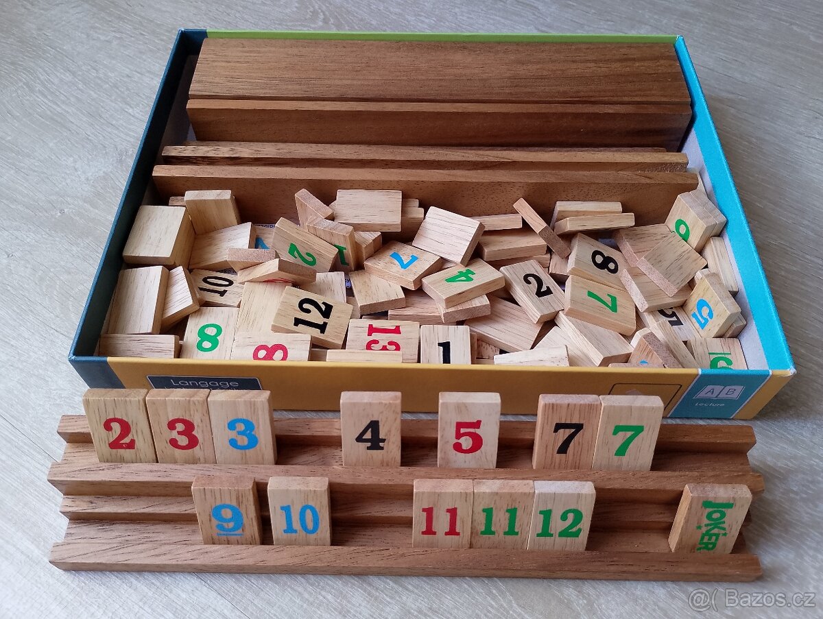 Rummy / Rummikub - dřevěná logická hra s čísly - 4