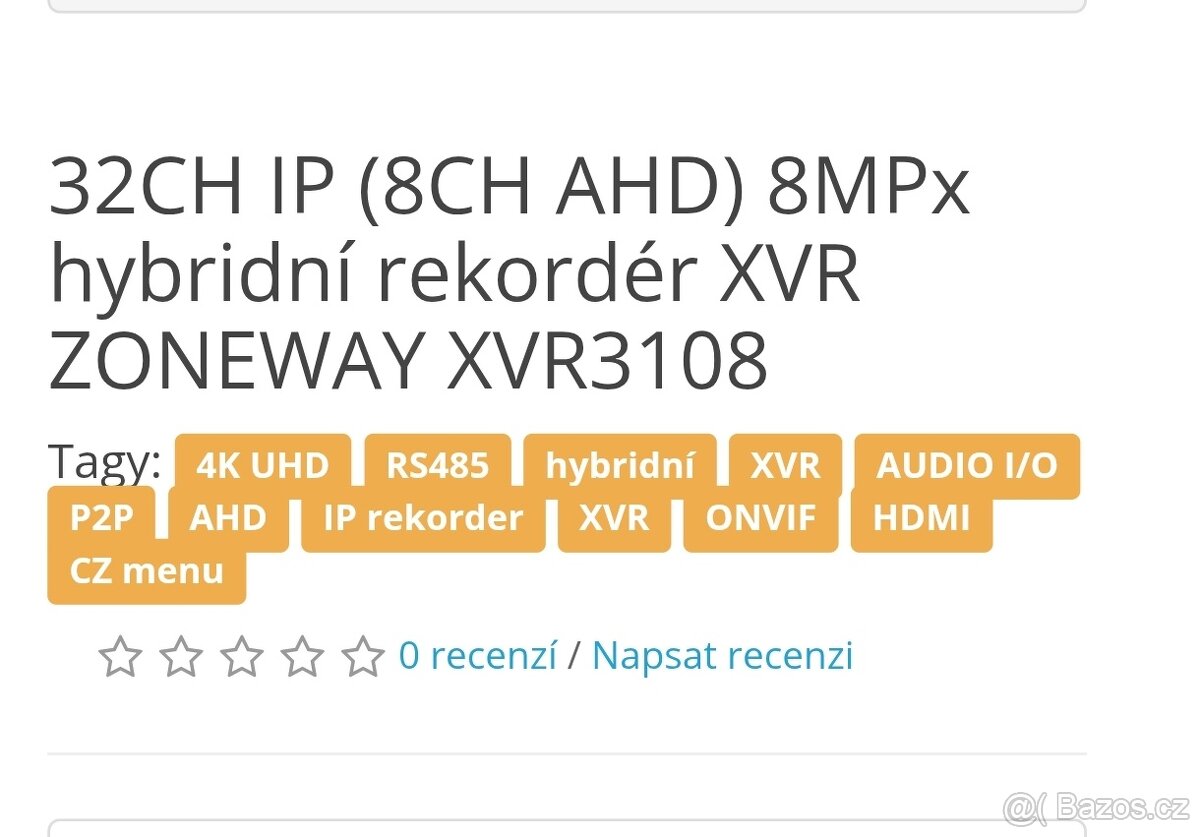 Kamerový systém - rekordér Zonevay 3108 - 4