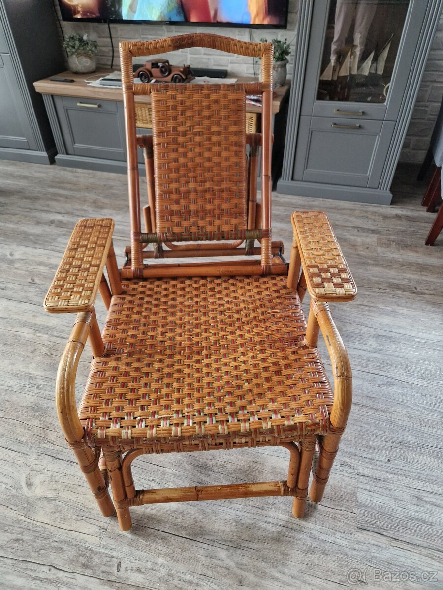 Ratanové zahradní polohovací a rozkládací křeslo - 4