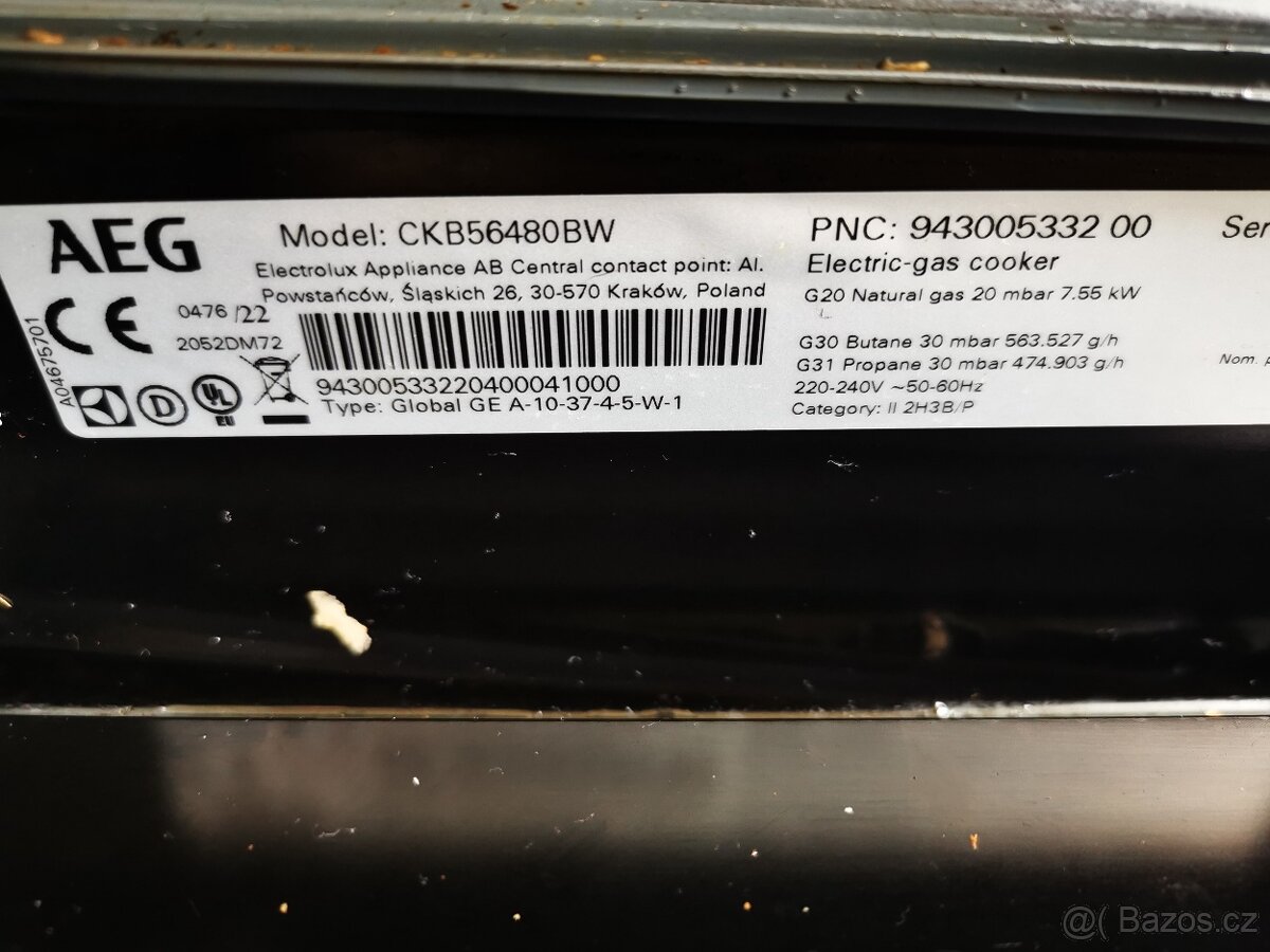 Plynový sporák AEG CKB56480BW s el. troubou - 4