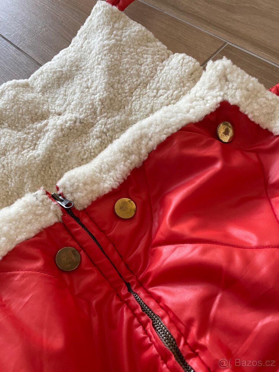 Dětský - Retro červený fusak s beránkem - 4