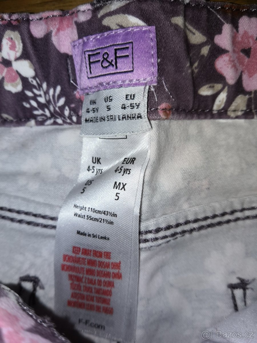 Dívčí kytičkované kalhoty F&F 110 - 4