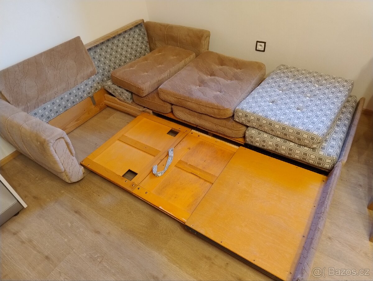 Rozkládací pohovka (gauč) béžová - 4