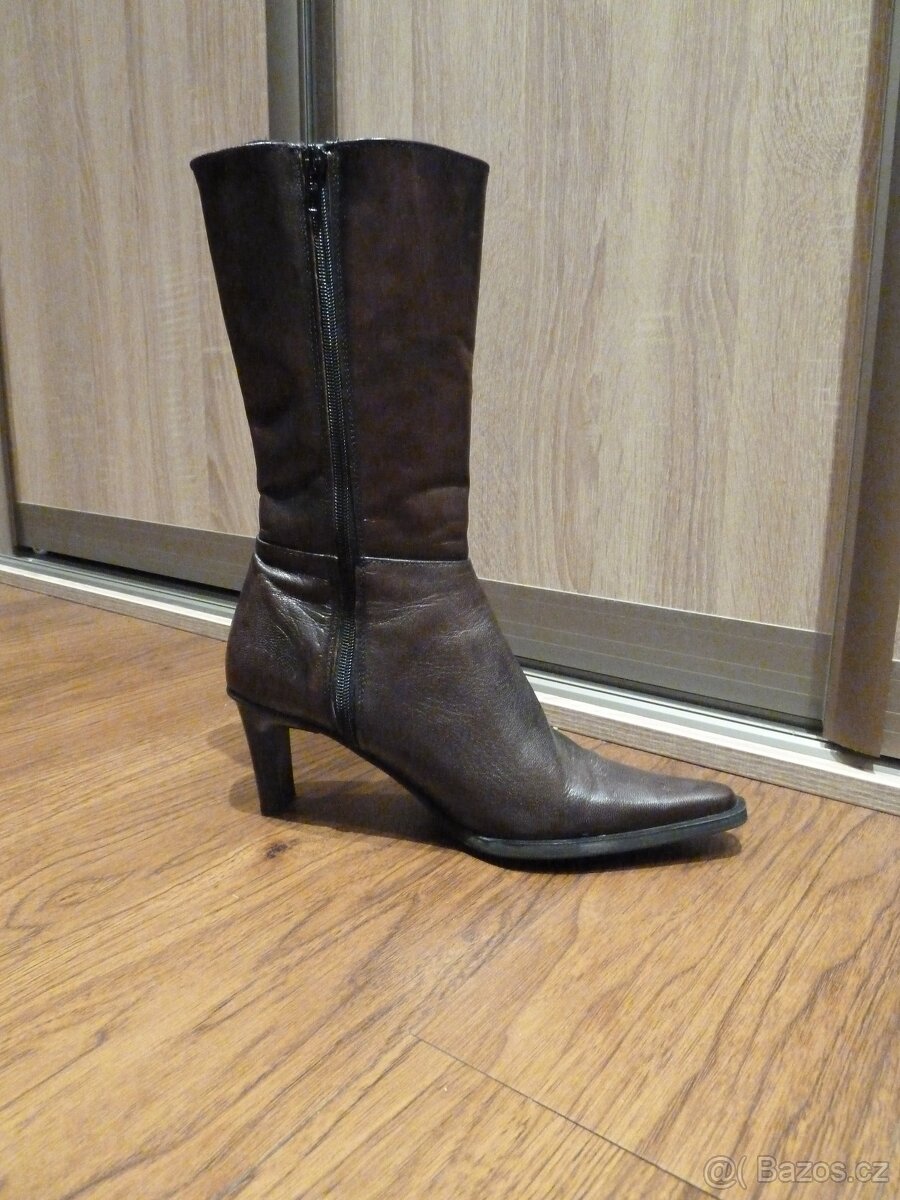Dámské kozačky (Itálie), vel. 38, pravá kůže. - 4