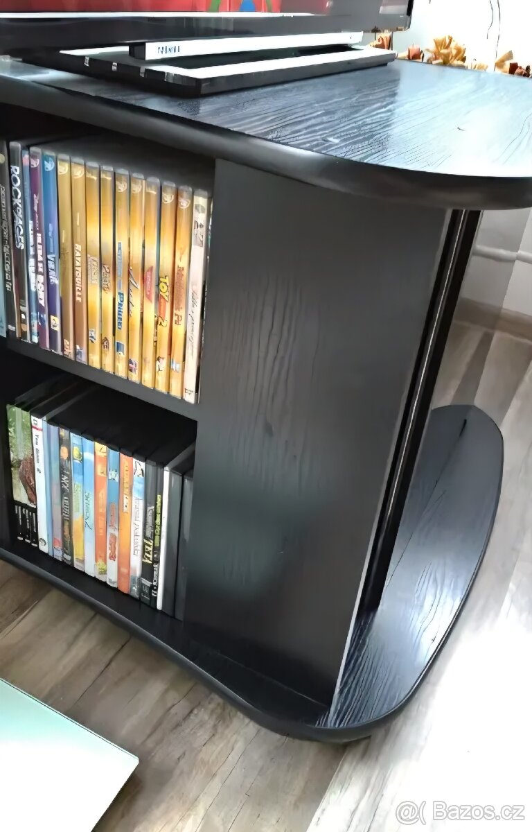 Černý Tv stůl na kolečkách - 4