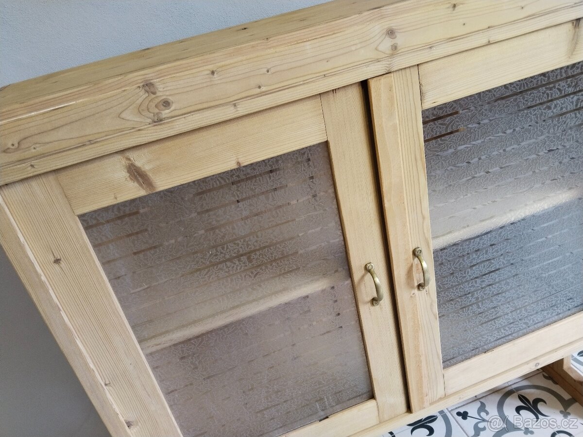 Stará, prosklená skříňka, vršek, vitrína - 4