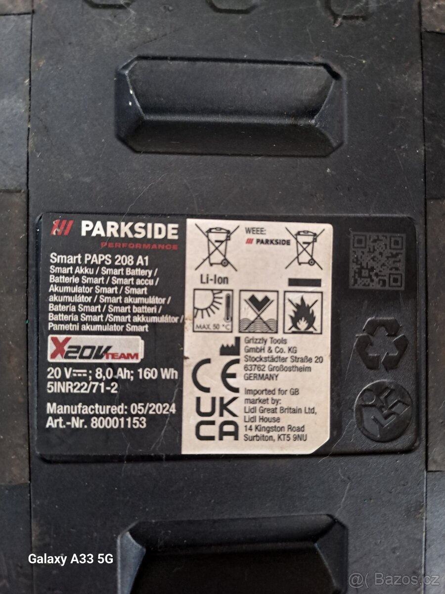 Aku baterie 20V/8Ah, vrtací šroubovák + rychlonabíječka - 4