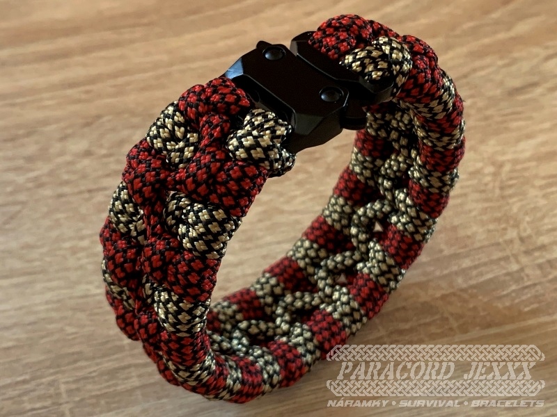 PARACORD náramek (19 cm) red - bronze - 4