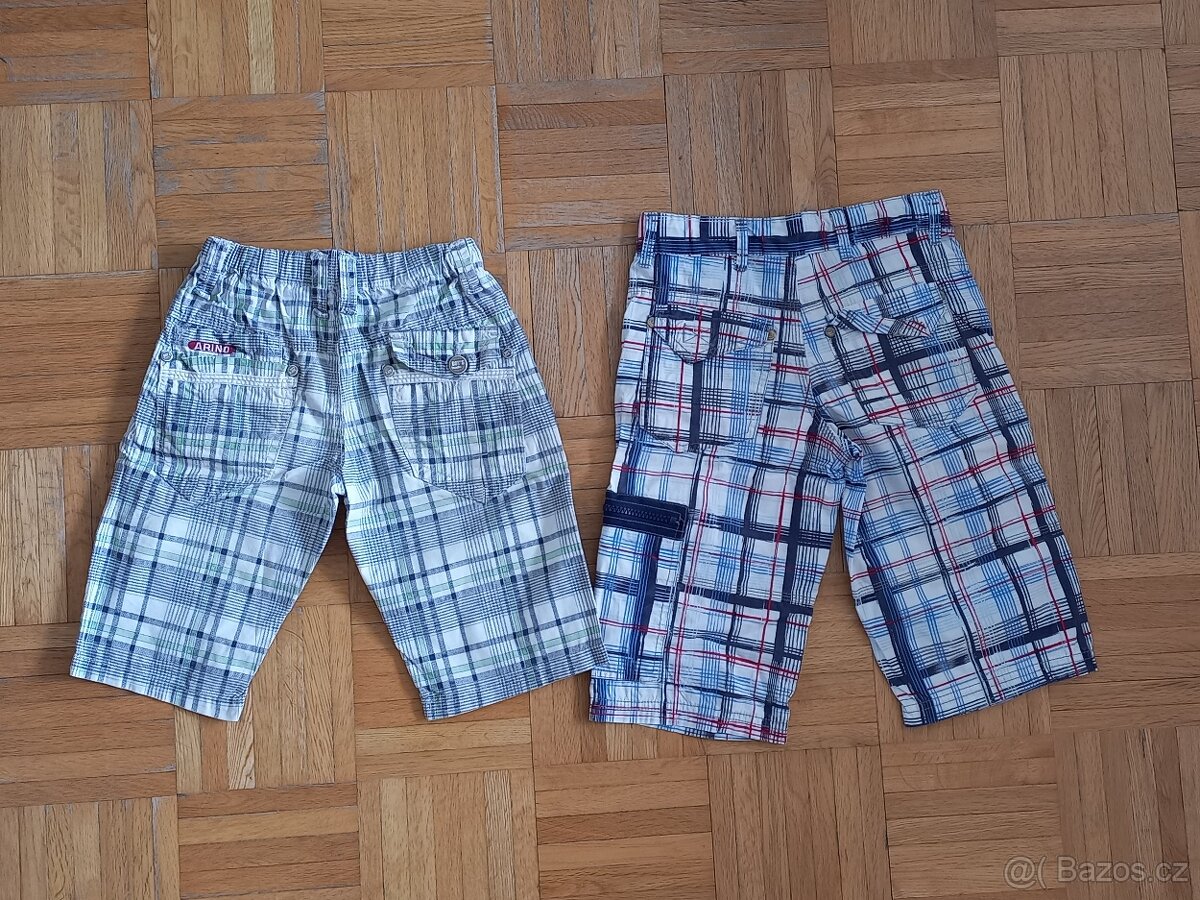 2x kraťasy/šortky plátěné kostkované vel. 122/128 - 4