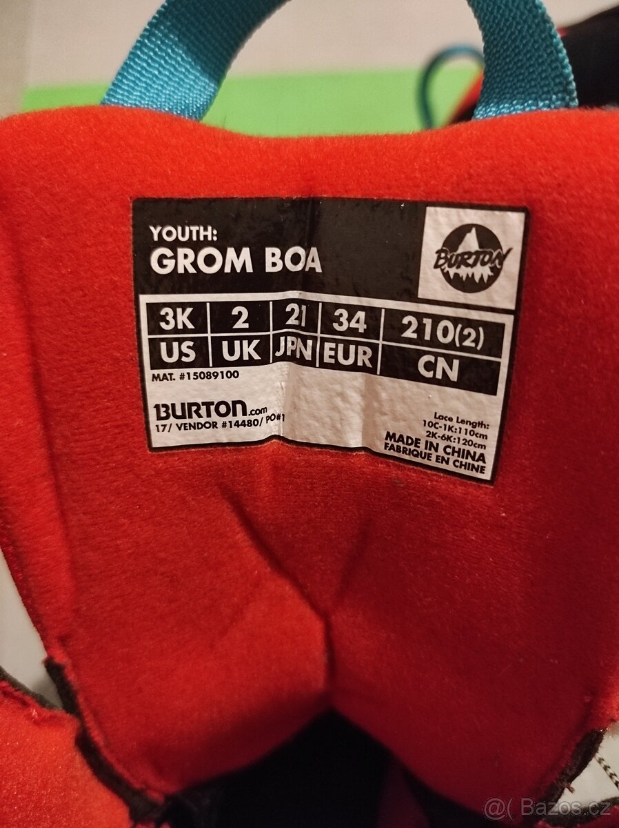 snowboardové boty Burton grom boa 33-34 - 4