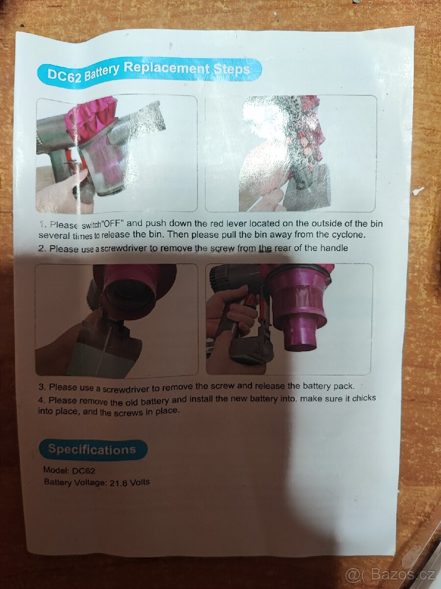 Set baterie a filtrů vysavač Dyson D62 - 4