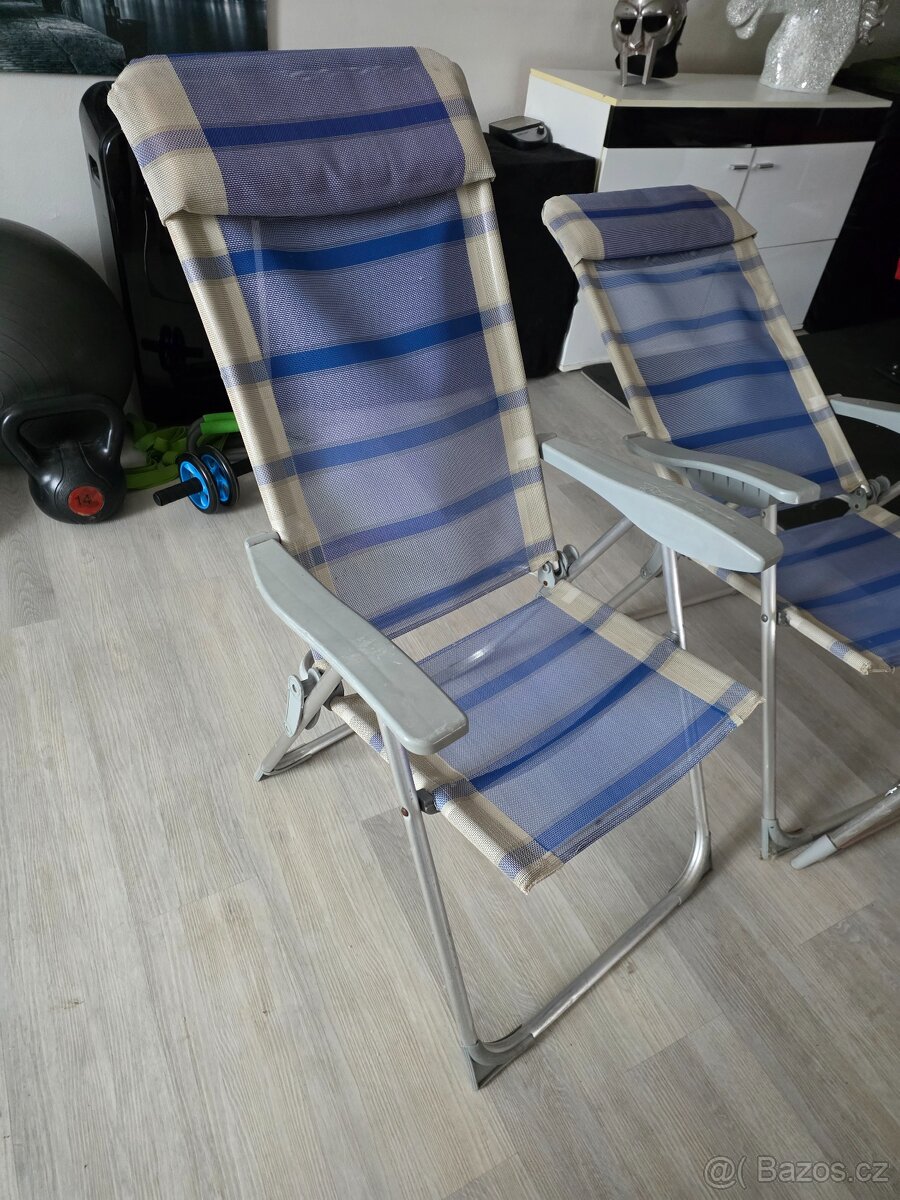 Skládací zahradní nábytek (do karavanu) 2x křeslo + podnožka - 4