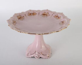 Růžový porcelán - cukřenka, nástolec, 2 šálky s podšálky - 4