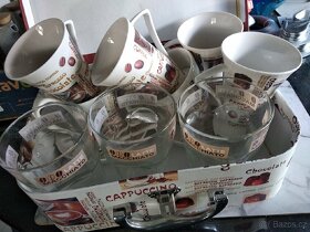 Kávová sada v kufříku +3 sklenice na laté +sklenice svíčka - 4