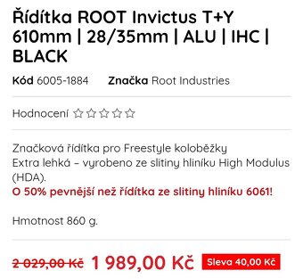 Řídítka ROOT Invictus T+Y 610mm | 28/35mm | ALU | IHC | BLAC - 4