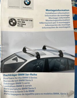 BMW e60 sedan střešní nosiče + držáky 2ks kol originál - 4
