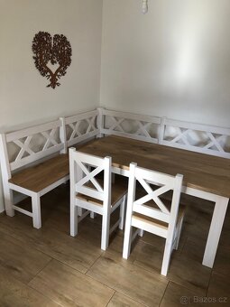 Rohová lavice , stůl , židle - 4