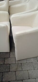Jídelní kožená křesla bílá 5ks - 4