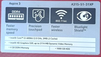 Acer Aspire 15,6" Intel i3, 4 GB RAM, 120 GB SSD - 4