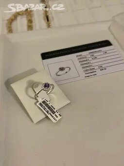 Zlatý prsten nové zlato Diamant + Ametyst - 4