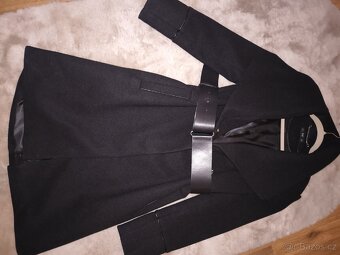 Černý kabát s páskem, vel XS/34 - 4