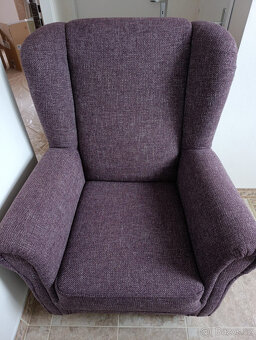 Křeslo ušák s taburetem - vínové (fialové) - 4