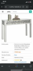 Stříbrný zrcadlový konzolovy stolek - 4