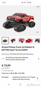 RC model terénneho auta PICKUP TRUCK 1/16 4WD 2,4G Červený - 4