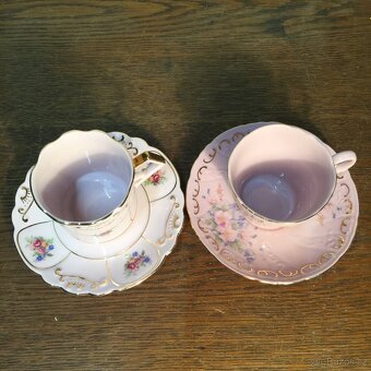 Růžový porcelán ručně malovaný 14K zlato Leander Loučky - 4