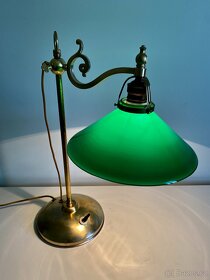Starožitná mosazná stolní lampa - bankeřka - 4