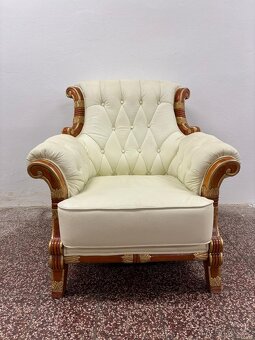 CHESTERFIELD SEDAČKA ŠTÝLOVA ,V KOMBIN.S DREVOM 3+2+1 - 4