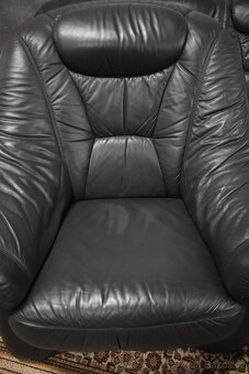 Rohová sedací souprava kožená+ Křeslo - 4