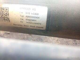 MERCEDES BENZ SPRINTER 906 RV 2016 ZADNÍ NÁPRAVA POMĚR 3,923 - 4